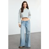 Trendyol Blue Striped Hooded Regular/Normal Pattern Knitted Sweatshirt | ePonuda.com