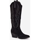 Boto Women's Cowboy Boots With Decoration On Heel Black Jovina | Shoptok.si