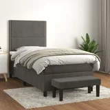 Box spring postelja z vzmetnico temno siva 80x200 cm žamet, (20902343)