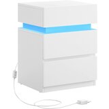 Songmics Nočna omarica z nastavljivim večbarvnim LED trakom, 3 predali, stranska mizica v modernem stilu, 35 x 40 x 55 cm, bela LET630T10, (21292892) Cene