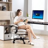  Uredska stolica podesiva visina lumbalna potpora umjetna koža svijetlo siva | shoptok.hr