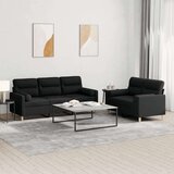  2-dijelni set sofa s jastucima crni od tkanine Cijene