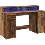  Radni stol s LED svjetlima boja staro drvo 140x55x91 cm drveni | shoptok.hr