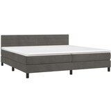  Box spring postelja z vzmetnico temno siva 200x200 cm žamet, (20724325) | Shoptok.si