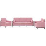 vidaXL 3-dijelni set sofa s jastucima ružičasti baršunasti Cijene