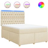 vidaXL Krevet s oprugama i madracem krem 140 x 190 cm od tkanine | shoptok.hr