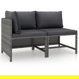 Maison Chic Seti vrtnega pohištva - Vrtna garnitura - Vrtni pohištvo set 3-delna z blazinami siva poli ratan, (21811591) | Shoptok.si
