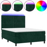  box spring s madracem LED tamnozeleni 140x190 cm baršun | shoptok.hr