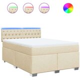 vidaXL Krevet s oprugama i madracem krem 160x200 cm od tkanine | shoptok.hr