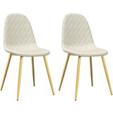 The Living Store Jedilni stoli 2 kosa kremno bel žamet - Jedilni Stol, (21419515) | Shoptok.si