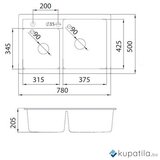  Sudoper crni Xgranit Quadro 2D Plus Metalac | Eponuda.ba