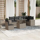 Maison Chic Seti vrtnega pohištva - Vrtna garnitura - Vrtni pohištvo set 7-delna z blazinami siv poli ratan, (21802652) | Shoptok.si
