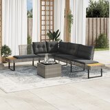  2-dijelni set vrtnih sofa s jastucima poliratan i staklo sivi | Eponuda.com
