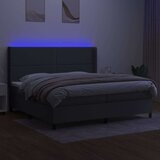  Box spring postelja z vzmetnico LED temno siva 200x200 cm blago, (20726547) | Shoptok.si