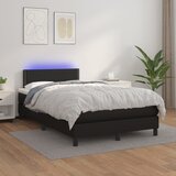 The Living Store Box spring postelja z vzmetnico LED črna 120x200cm umetno usnje - Box Spring Postelja, (21517911) Cene