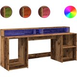  Radni stol s LED svjetlima boja starog drva 200x55x91 cm drveni | Eponuda.ba