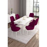 Hanah home Set Trpezarijski sto i 6 stolica Are, Bordo-bijela | Eponuda.ba