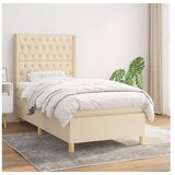  Box spring postelja z vzmetnico krem 100x200 cm blago | Shoptok.si