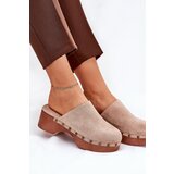 Boto Clogs Women's Slippers With Studs Eco Suede Beige Ellason | ePonuda.com