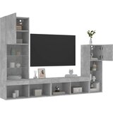 vidaXL 4-dijelni zidni TV elementi s LED svjetlima boja betona drveni | shoptok.hr