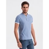 Ombre Men's collarless polo shirt - blue Cene