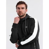 Ombre Men's unbuttoned hooded sweatshirt with piping - black | shoptok.hr