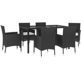  7-dijelni vrtni blagovaonski set s jastucima crni od poliratana | shoptok.hr