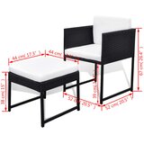  11-dijelni vrtni blagovaonski set od poliratana s jastucima crni | shoptok.hr