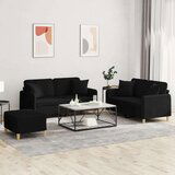  3-dijelni set sofa s jastucima crni od mikrovlakana | shoptok.hr