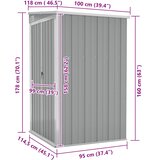  Zidno vrtno spremište sivo 118 x 100 x 178 cm pocinčani čelik | shoptok.hr