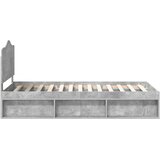  Krevetna konstrukcija Beton 90 x 200 cm Čvrsto borovo drvo | shoptok.hr