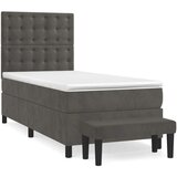 Box spring krevet s madracem tamnosivi 90x200 cm baršunasti | shoptok.hr
