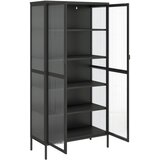  Visoka komoda crna 85 x 40 x 180 cm od stakla i čelika | shoptok.hr
