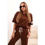 Kesi Włoski Women's set made of viscose, butter with short sleeves and pants, chocolate | shoptok.hr