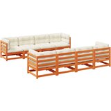  9-dijelni set vrtnih sofa s jastucima voštano smeđi od borovine | Eponuda.com