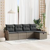 vidaXL set od 5 vrtnih sofa s jastučićima sivi poli ratan, 2-sjedni vrtni kauč s pohranom i jastučićima sivi poli ratan Cijene