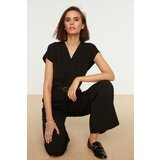 Trendyol Black Belted Double Breasted Collar Jumpsuit | shoptok.hr