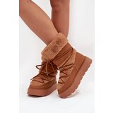 Boto Women's Snow Boots With Fur And Lacing On A Platform Camel Marinna Cene
