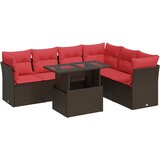  7-dijelni set vrtnih sofa poliratan i bagrem s jastucima smeđi | shoptok.hr