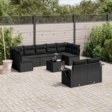 vidaXL 10-dijelni set vrtnih sofa s jastucima crni od poliratana | shoptok.hr
