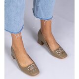 D/CEO marka niezdefiniowana Green low heel pumps with rhinestones Cahes | Shoptok.si