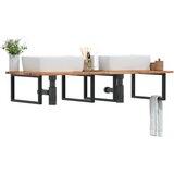  Zidna polica za umivaonik od čelika i masivnog bagremovog drva Smeđa 140 x 60 x 2 cm | shoptok.hr