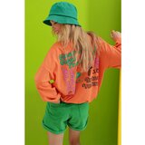 Trend Alaçatı Stili Women's Orange Crew Neck Printed Sweatshirt Cene