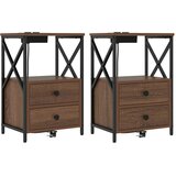 vidaXL Nočna omarica 2 pcs Rjav hrast 40 x 31 x 60 cm Konstruiran les, (5000160451) | Shoptok.si