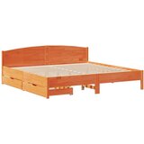 vidaXL Posteljni okvir z vzglavjem voščeno rjava 200x200 cm borovina, (21322305) | Shoptok.si
