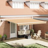 vidaXL Ročna pomična tenda z LED večbarvnimi črtami 450x300 cm Cene