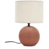 Stolna lampa keramička boja terakote s tekstilnim sjenilom (visina 32 cm) Irvin –