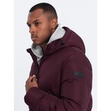 Ombre Men's winter jacket with unusual quilting - maroon | shoptok.hr