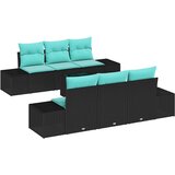 vidaXL Vrtna sedežna garnitura z blazino 7 pcs Črna poli ratan, (5000143692) | Shoptok.si