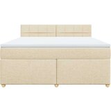 vidaXL Box spring postelja z vzmetnico krem 180x200 cm blago, (21306213) | Shoptok.si